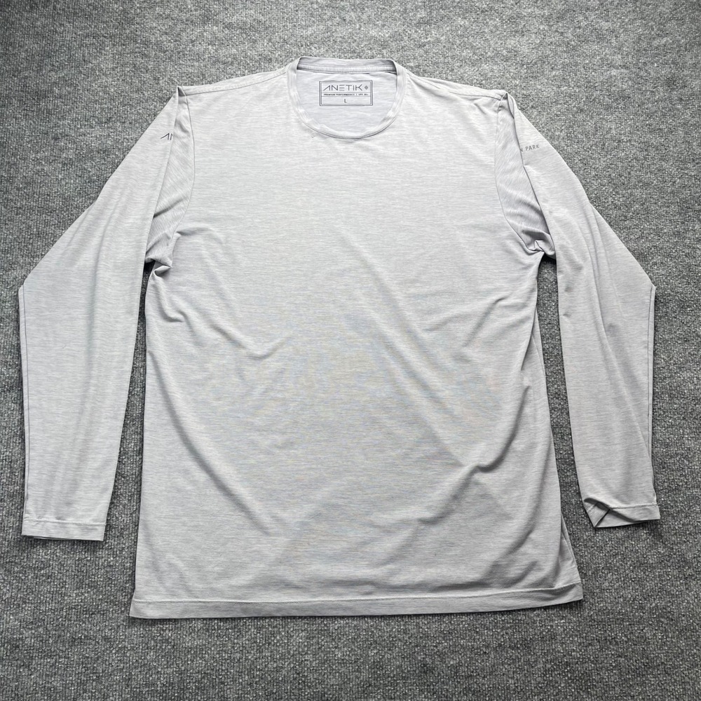 Anetik Mens Premium Performance UPF 30+ Long Sleeve Shirt Gray Large L
